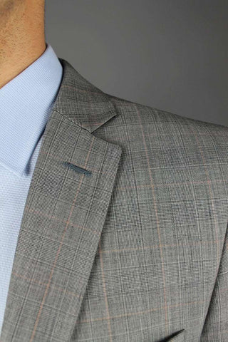 Slim Fit Checked Light Grey Wool Blend Suit - Javier Blanco