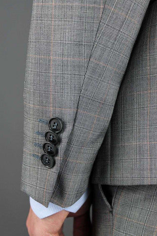 Slim Fit Checked Light Grey Wool Blend Suit Blazer - Javier Blanco