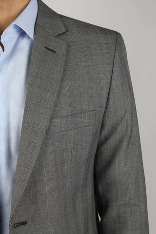 Regular Fit Checked Grey Wool Blend Suit - Javier Blanco