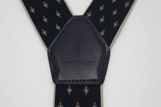 Exclusive Torch Design Navy Braces with Leather Details - Javier Blanco