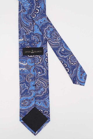 Blue Vibrant Paisley Silk Tie - Javier Blanco