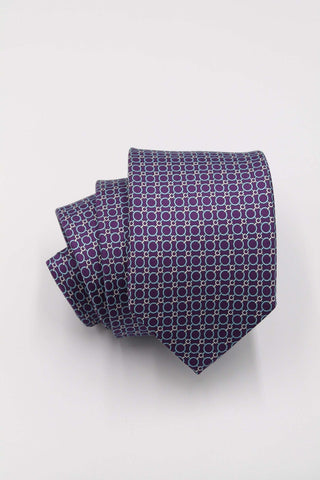 Purple Circle Link Pattern Silk Tie - Javier Blanco