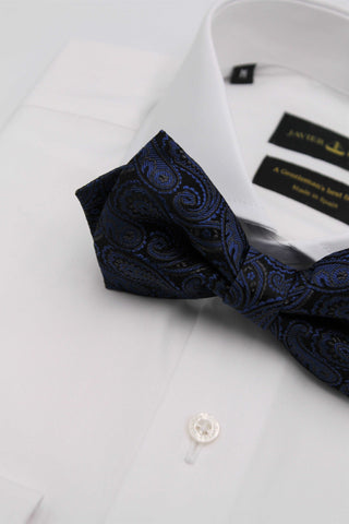 Navy Paisley Silk Bow Tie - Javier Blanco