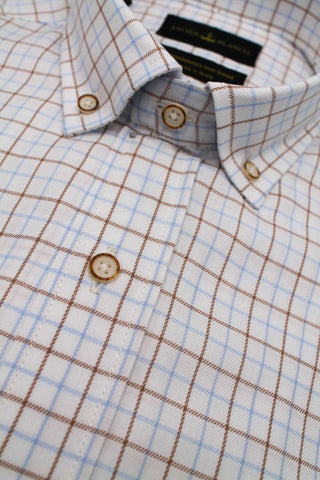 Regular Fit Brown Checked Cotton Shirt - Javier Blanco