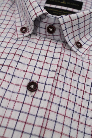 Slim Fit Burgundy Checked Cotton Shirt - Javier Blanco