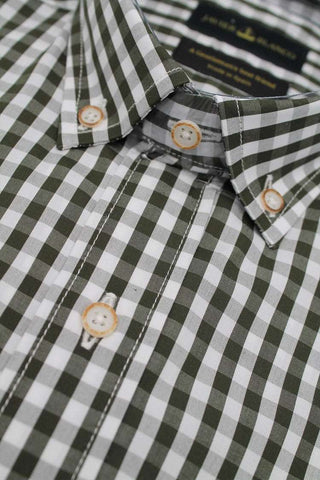 Regular Khaki Checked Cotton Shirt - Javier Blanco
