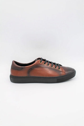 Dark  Brown Calf Leather Trainers With Black Sole - Javier Blanco