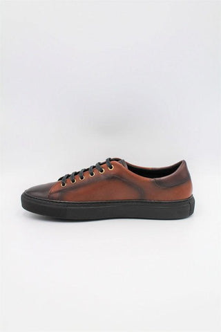 Dark  Brown Calf Leather Trainers With Black Sole - Javier Blanco