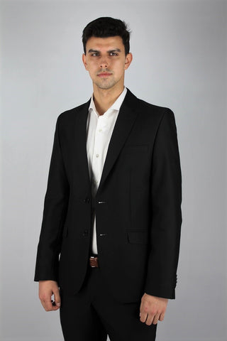 Regular Fit Black Wool Blend Suit - Javier Blanco
