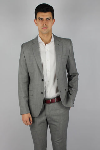 Regular Fit Plain Light Grey Wool Blend Suit - Javier Blanco