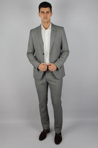 Regular Fit Light Grey Wool Blend Suit Blazer - Javier Blanco