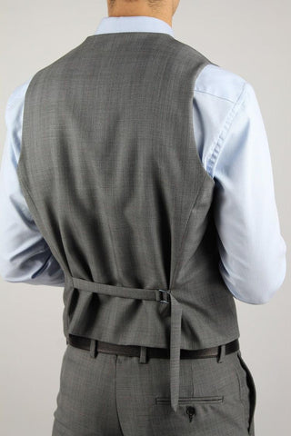 Checked Grey Wool Blend Suit Waistcoat - Javier Blanco