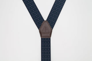 Essential Navy Braces with Leather Details - Javier Blanco