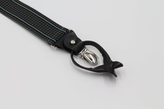 Classic Houndstooth Black Braces with Leather Details - Javier Blanco