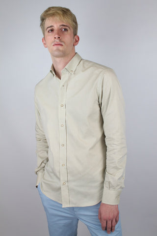 Slim Fit Beige Cotton Shirt - Javier Blanco