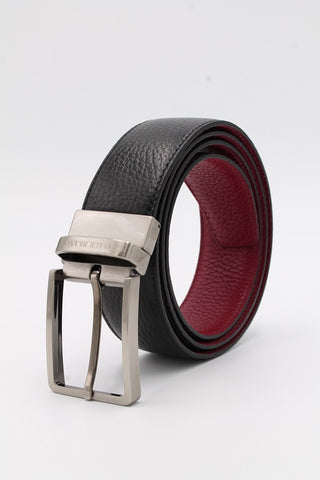 Red/Black Reversible Embossed Leather Belt - Javier Blanco