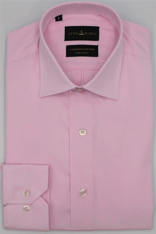Regular Fit Plain Pink Cotton Shirt - Javier Blanco