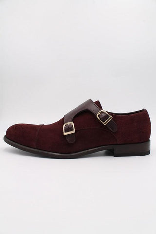 Burgundy Suede Leather Double Monk - Javier Blanco