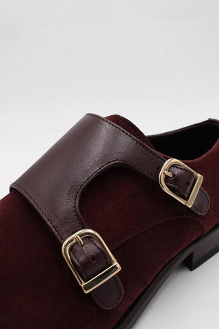Burgundy Suede Leather Double Monk - Javier Blanco