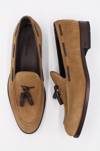 Camel Suede Loafers With Calf Leather Details - Javier Blanco