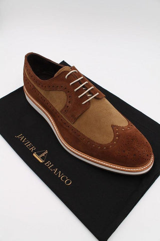 Camel and Tan Suede Leather Hybrid Trainers - Javier Blanco