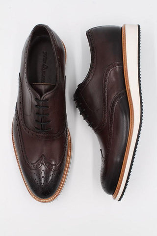Dark Brown Calf Leather Hybrid Trainers With Finishing - Javier Blanco