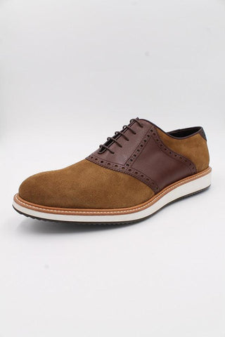Camel Suede Leather Hybrid Trainers With Brown Calf Leather Details - Javier Blanco