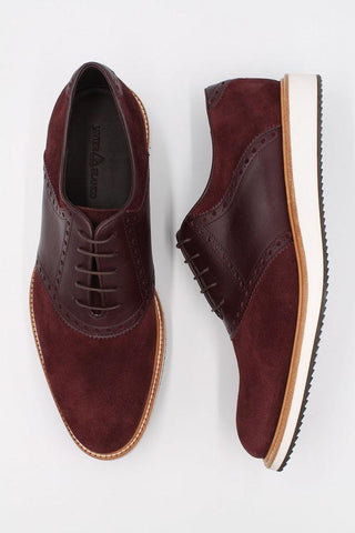 Burgundy Suede Leather Hybrid Trainers With Calf Leather Details - Javier Blanco