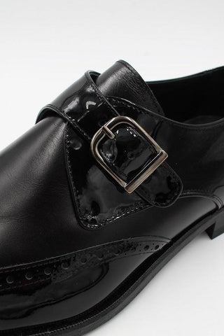 Black Patent and Calf Leather Single Monk - Javier Blanco
