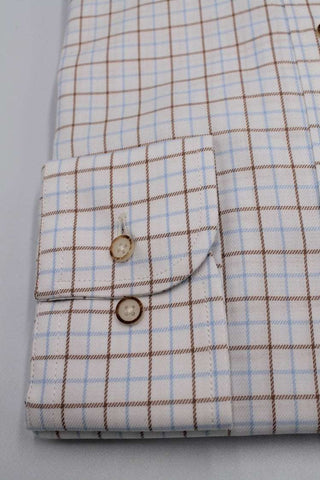 Regular Fit Brown Checked Cotton Shirt - Javier Blanco