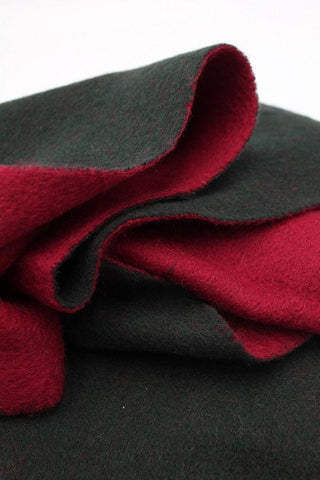 100% Wool Red and Green Reversible Scarf - Javier Blanco