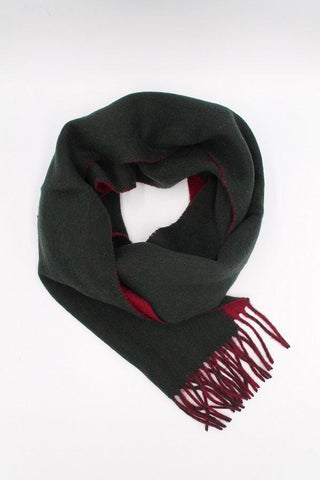 100% Wool Red and Green Reversible Scarf - Javier Blanco