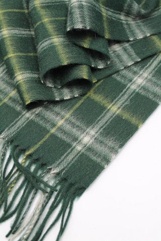 100% Wool Check Green Scarf - Javier Blanco