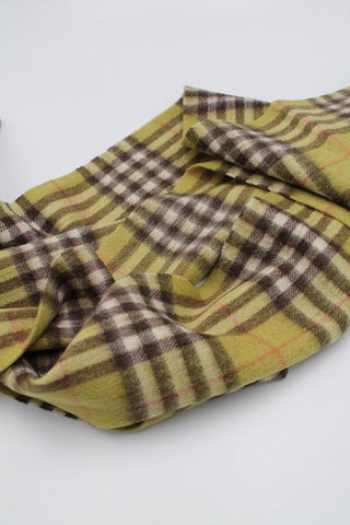 100% Wool Check Lime Scarf - Javier Blanco