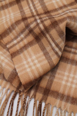 100% Wool Check Camel Scarf - Javier Blanco