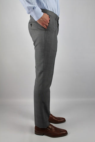 Regular Fit Checked Grey Wool Blend Suit Trousers - Javier Blanco