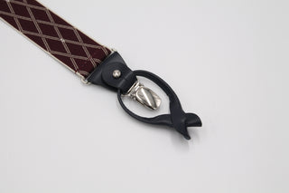 Exclusive Burgundy Smart Diamond Braces with Leather Details - Javier Blanco