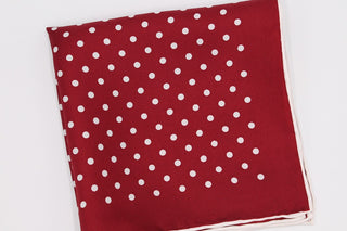 Red Polka Dot Silk Pocket Square - Javier Blanco