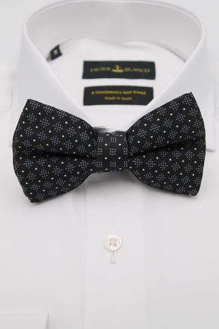 Black Pattern Silk Bow Tie - Javier Blanco