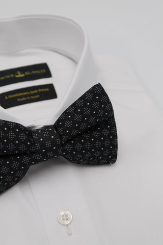 Black Pattern Silk Bow Tie - Javier Blanco