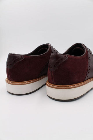 Burgundy Suede Leather Hybrid Trainers With Calf Leather Details - Javier Blanco